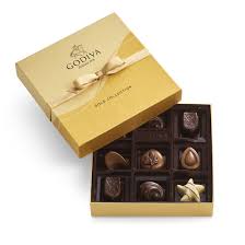 Assorted Chocolate Gold Gift Box, Gold Ribbon 100g
